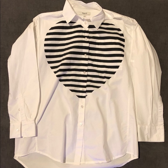 Madewell Button-Up Shirt with Striped Heart - Picture 1 of 1